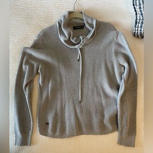 Ralph Lauren Long Sleeve Waffle Knit Tie Cowlneck Sweater Cream Color Size XL